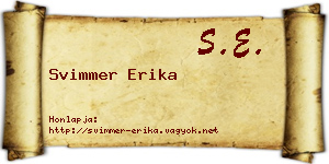 Svimmer Erika névjegykártya